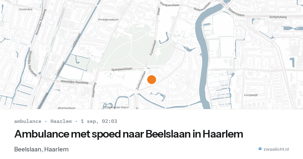 Ambulance met spoed naar Beelslaan in Haarlem — 1 sep 2026
