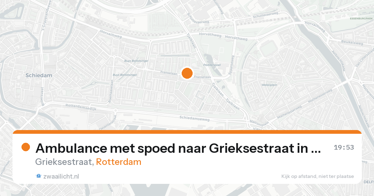 Ambulance met spoed naar Grieksestraat in Rotterdam — 16 aug 2026