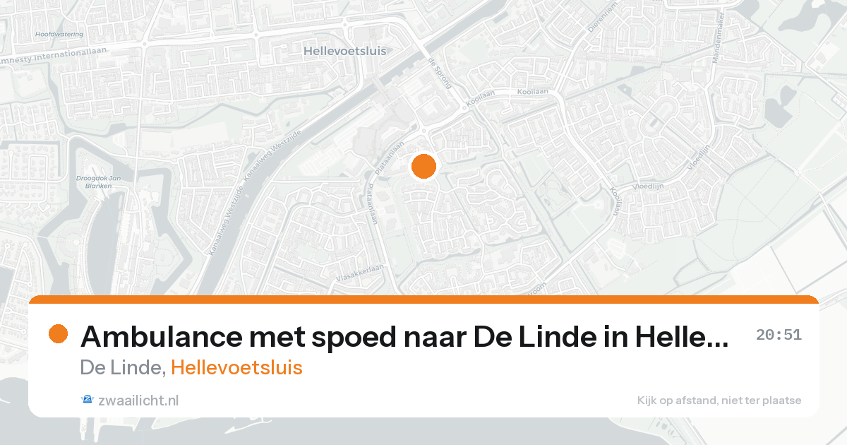 Ambulance met spoed naar De Linde in Hellevoetsluis — 16 aug 2026
