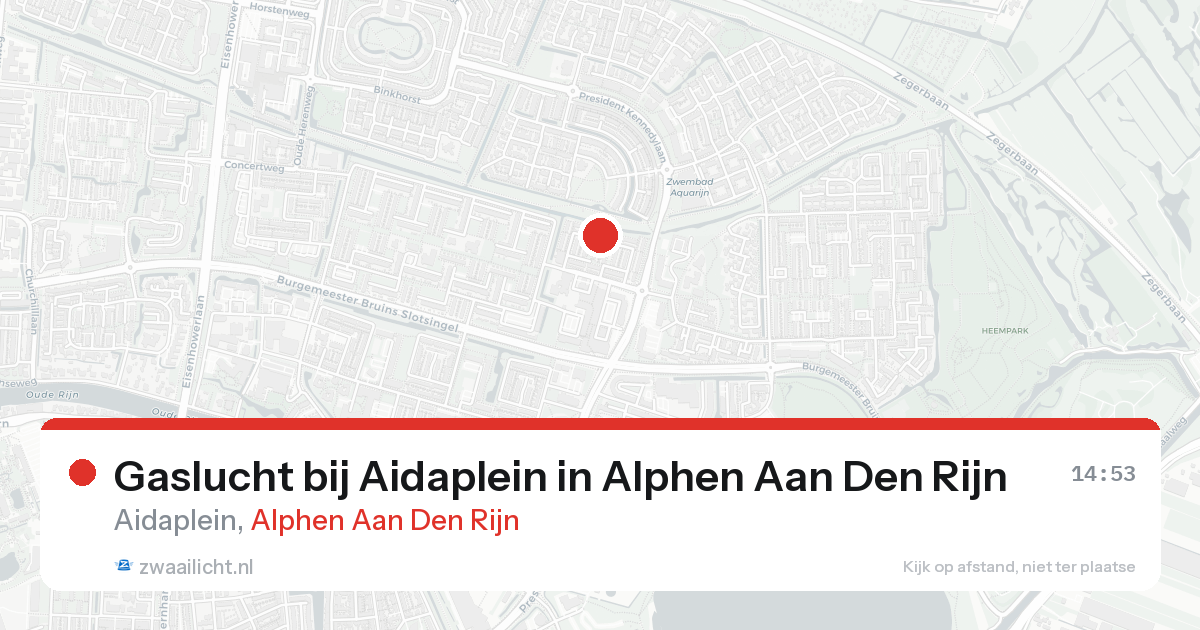 Gaslucht bij Aidaplein in Alphen Aan Den Rijn — 16 aug 2026