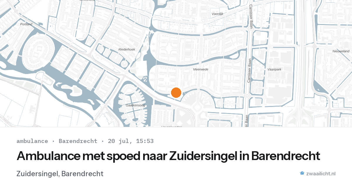 Ambulance met spoed naar Zuidersingel in Barendrecht — 20 jul 2026