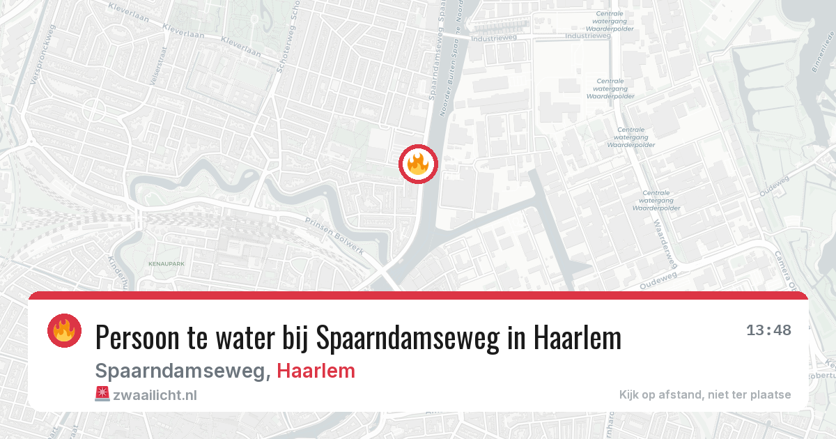 Persoon te water bij Spaarndamseweg in Haarlem — 17 jun 2026