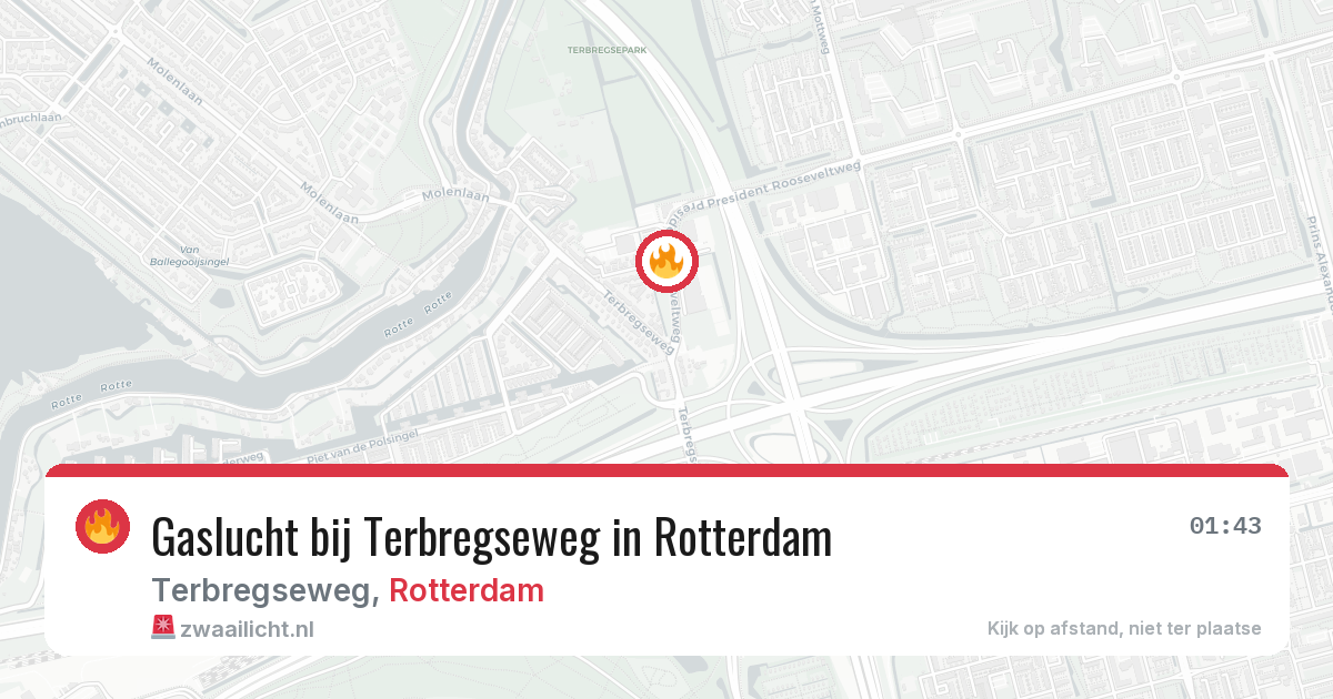 Gaslucht bij Terbregseweg in Rotterdam — 27 jul 2026