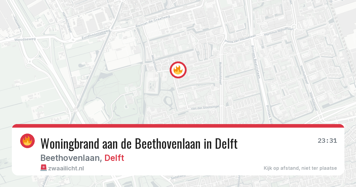 Woningbrand aan de Beethovenlaan in Delft — 16 jun 2026