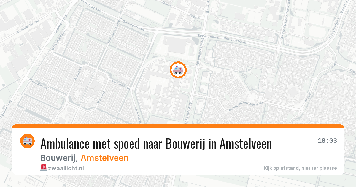 Ambulance met spoed naar Bouwerij in Amstelveen — 20 mrt 2026