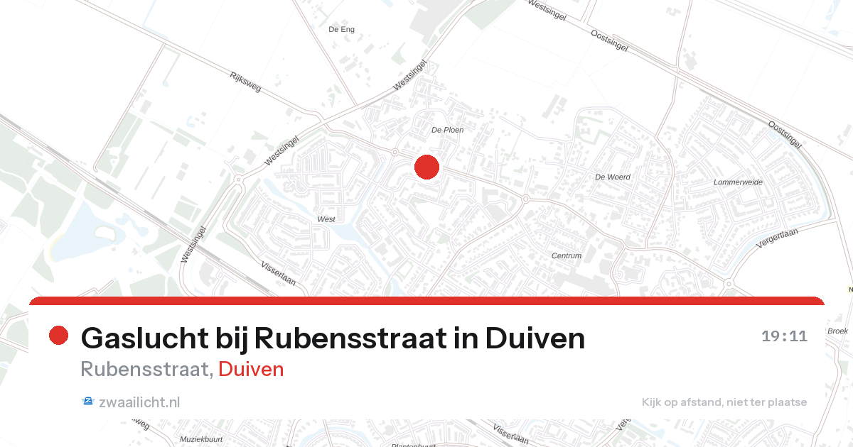 Gaslucht bij Rubensstraat in Duiven — 25 aug 2026