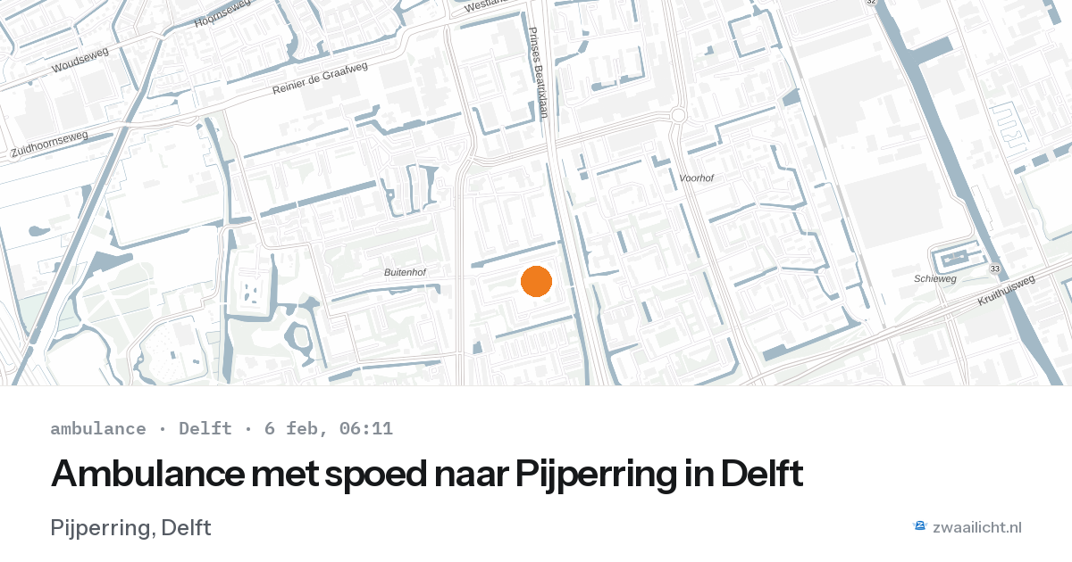 Ambulance met spoed naar Pijperring in Delft — 6 feb 2026