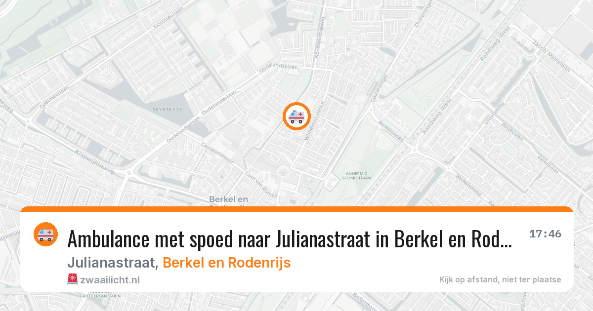 Ambulance met spoed naar Julianastraat in Berkel en Rodenrijs — 9 jun 2026
