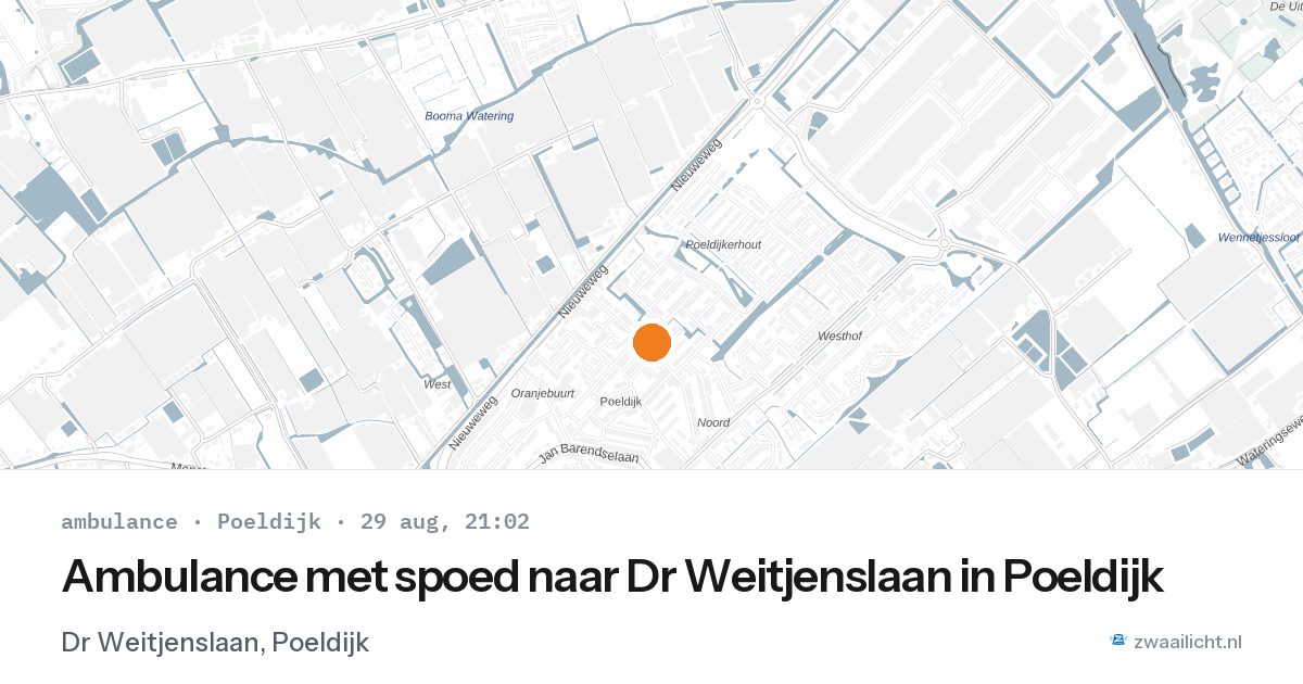 Ambulance met spoed naar Dr Weitjenslaan in Poeldijk — 29 aug 2026
