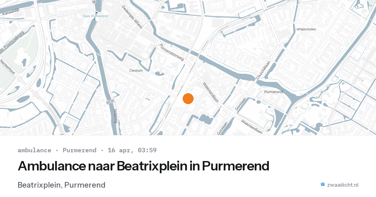 Ambulance naar Beatrixplein in Purmerend — 16 apr 2026