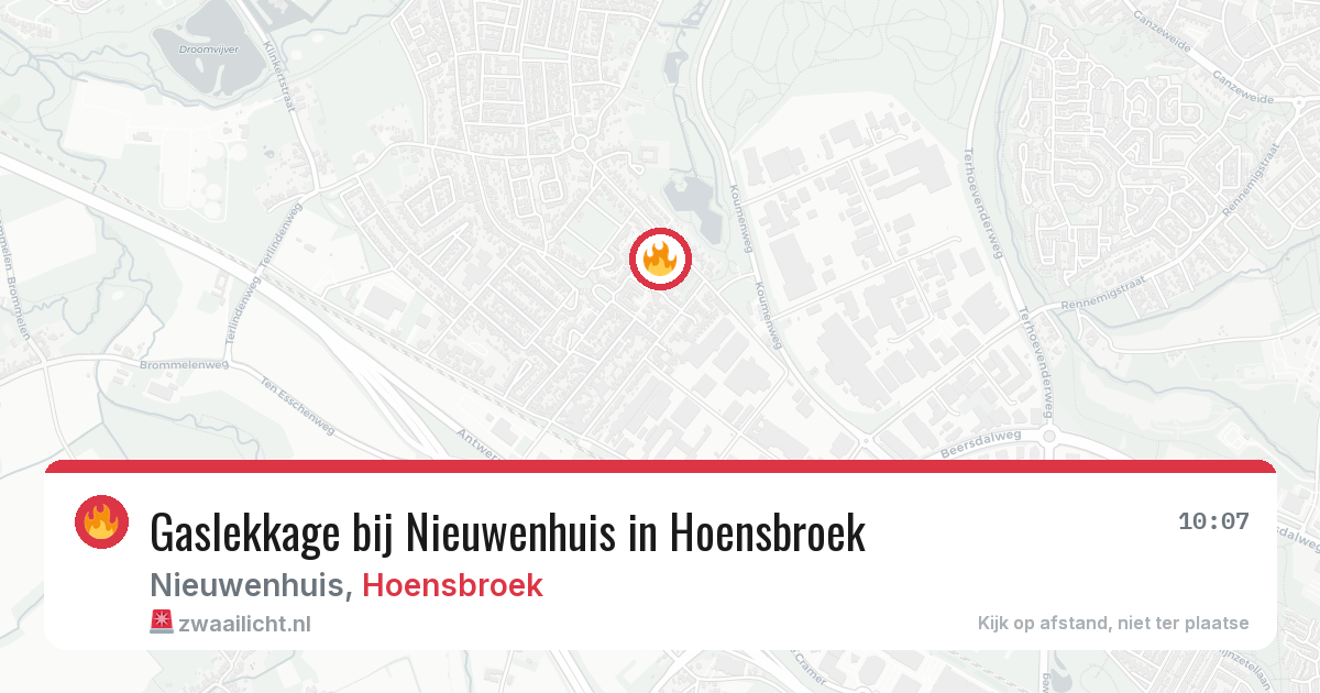 Gaslekkage bij Nieuwenhuis in Hoensbroek — 31 mrt 2026