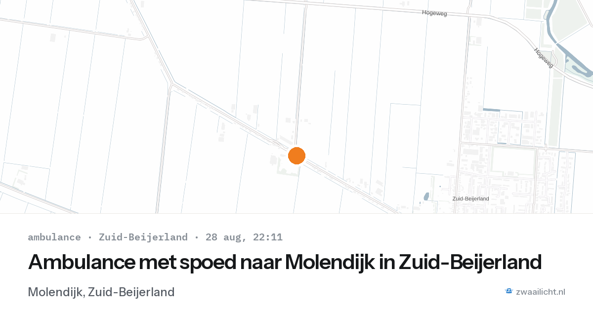 Ambulance met spoed naar Molendijk in Zuid-Beijerland — 28 aug 2026