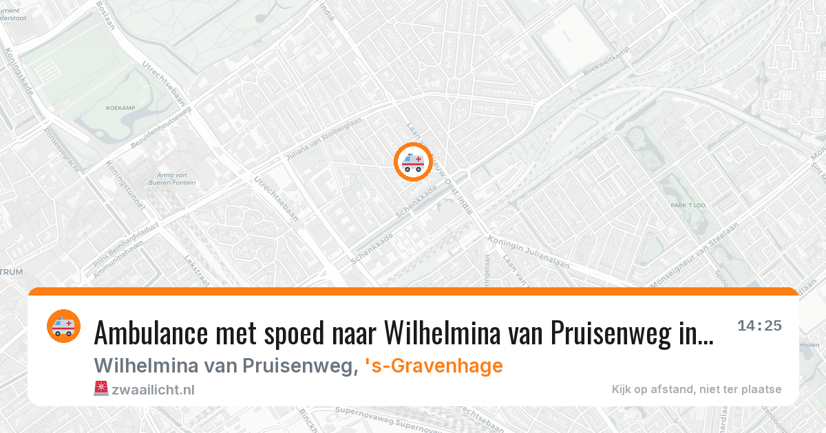 Ambulance met spoed naar Wilhelmina van Pruisenweg in 's-Gravenhage — 23 jul 2026