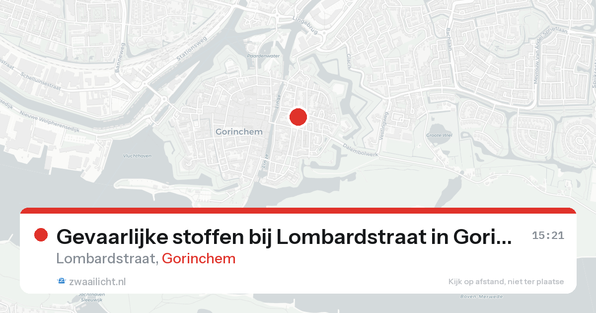 Gevaarlijke stoffen bij Lombardstraat in Gorinchem — 20 aug 2026