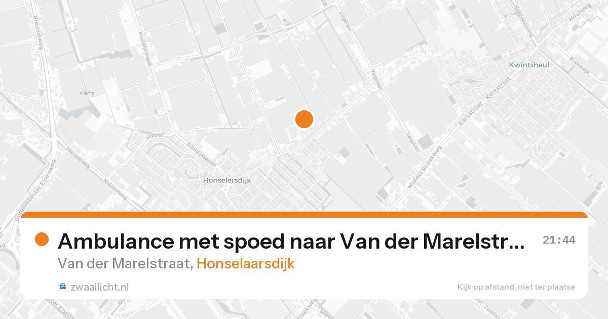 Ambulance met spoed naar Van der Marelstraat in Honselaarsdijk — 22 aug 2026