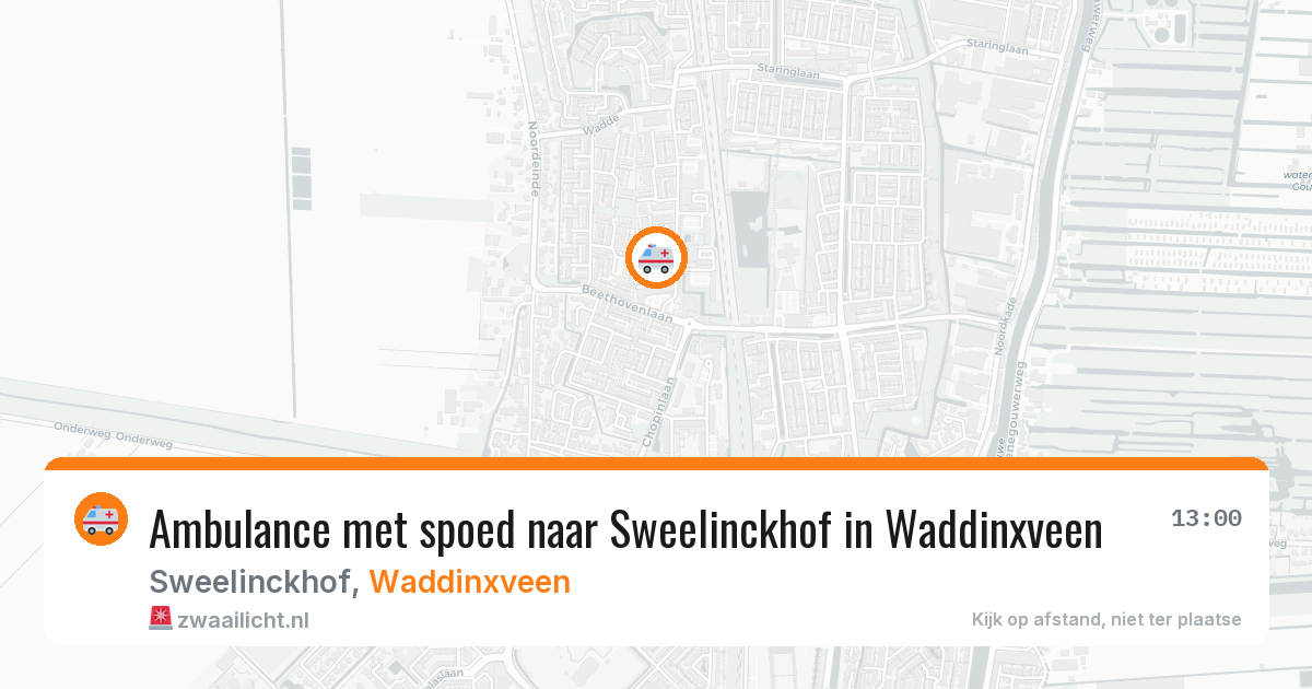 Ambulance met spoed naar Sweelinckhof in Waddinxveen — 16 mrt 2026