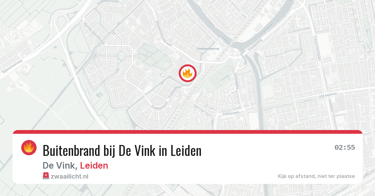 Buitenbrand bij De Vink in Leiden — 24 mei 2026