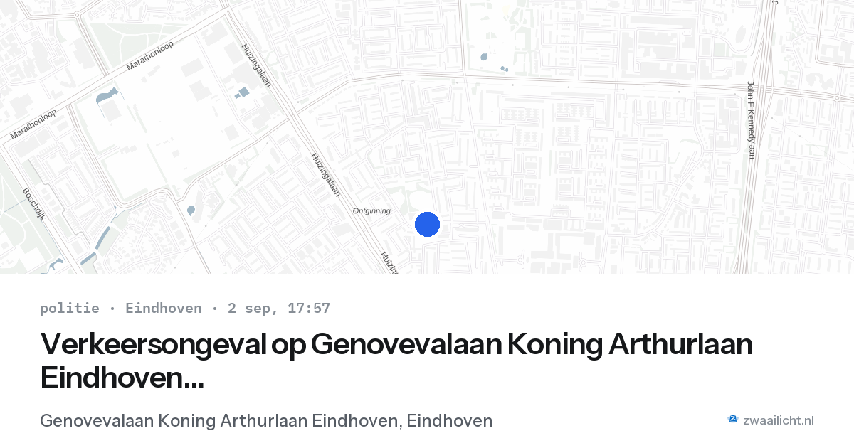Verkeersongeval op Genovevalaan Koning Arthurlaan Eindhoven in Eindhoven — 2 sep 2026