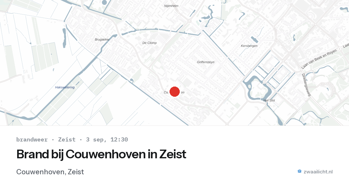 Brand bij Couwenhoven in Zeist — 3 sep 2026