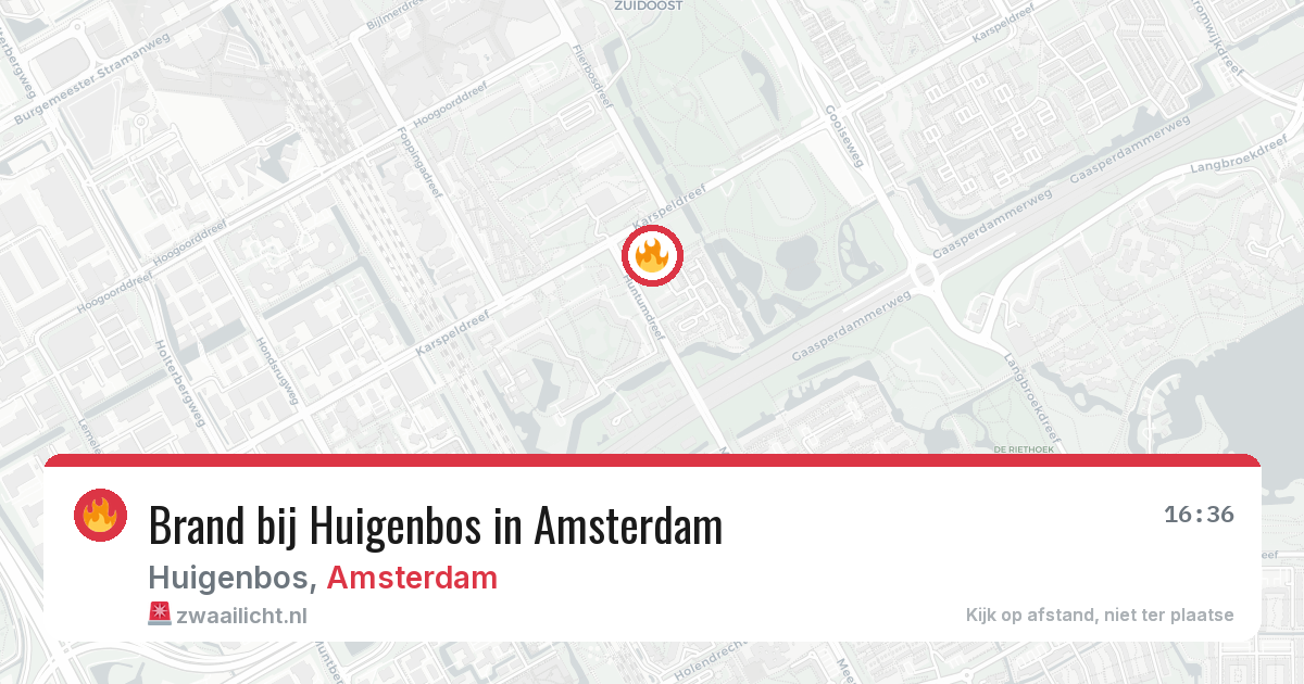 Brand bij Huigenbos in Amsterdam — 27 mrt 2026