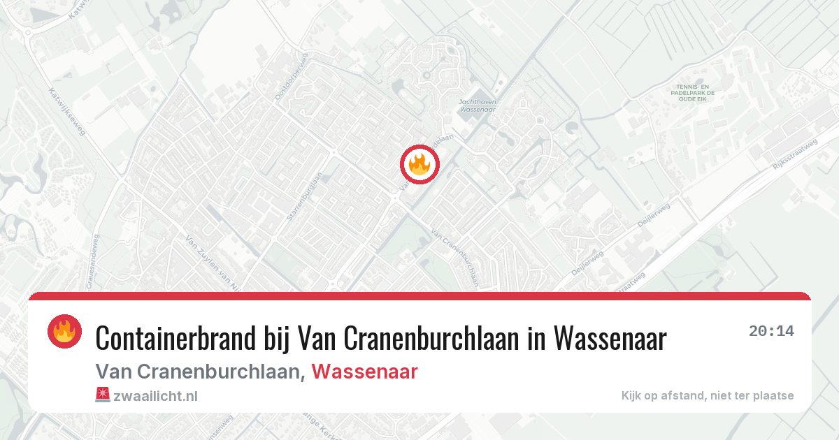 Containerbrand bij Van Cranenburchlaan in Wassenaar — 8 apr 2026