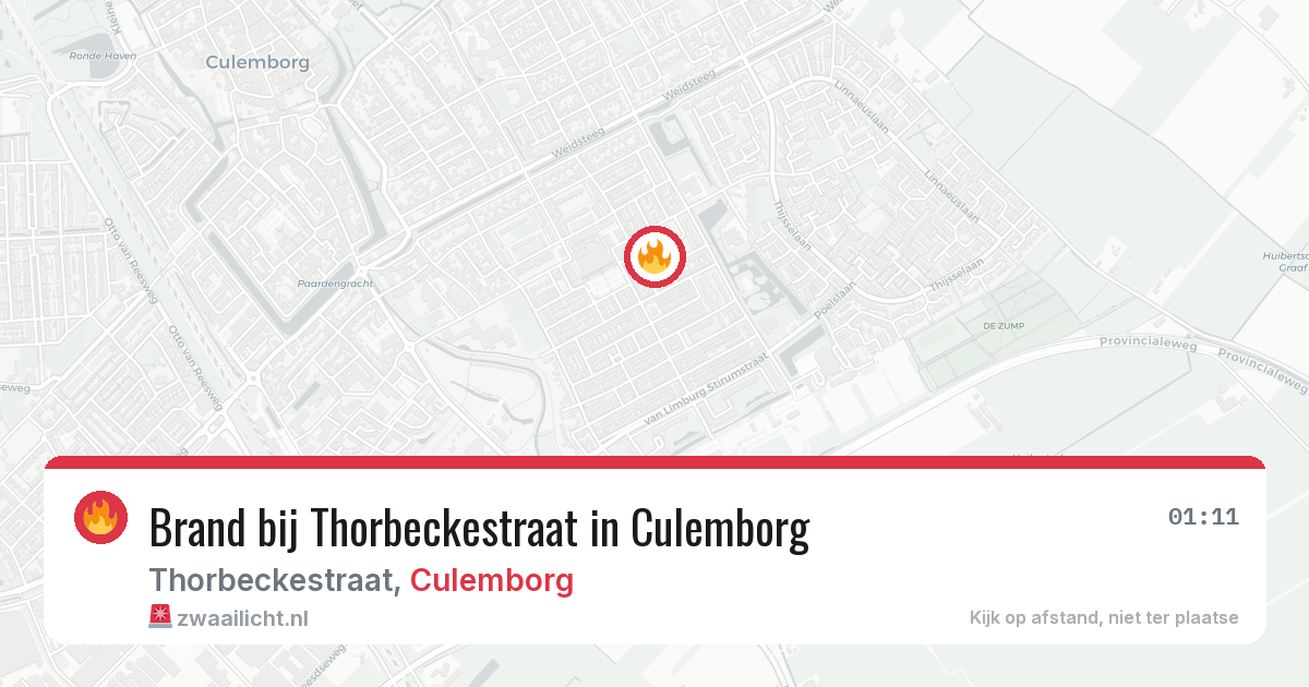 Brand bij Thorbeckestraat in Culemborg — 15 jun 2026
