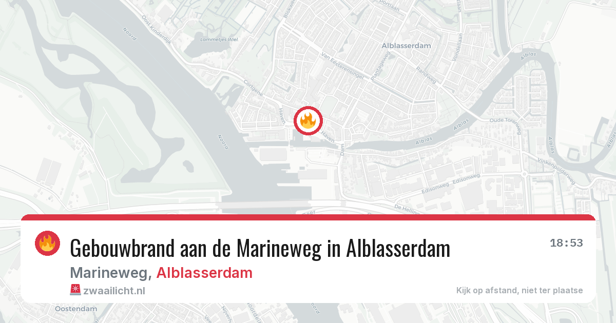 Gebouwbrand aan de Marineweg in Alblasserdam — 17 jun 2026