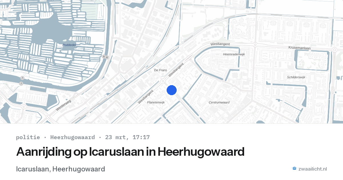 Aanrijding op Icaruslaan in Heerhugowaard — 23 mrt 2026