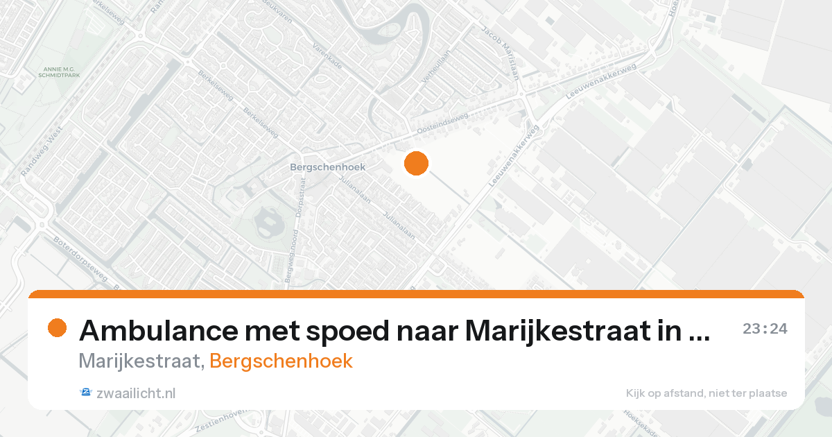 Ambulance met spoed naar Marijkestraat in Bergschenhoek — 16 aug 2026