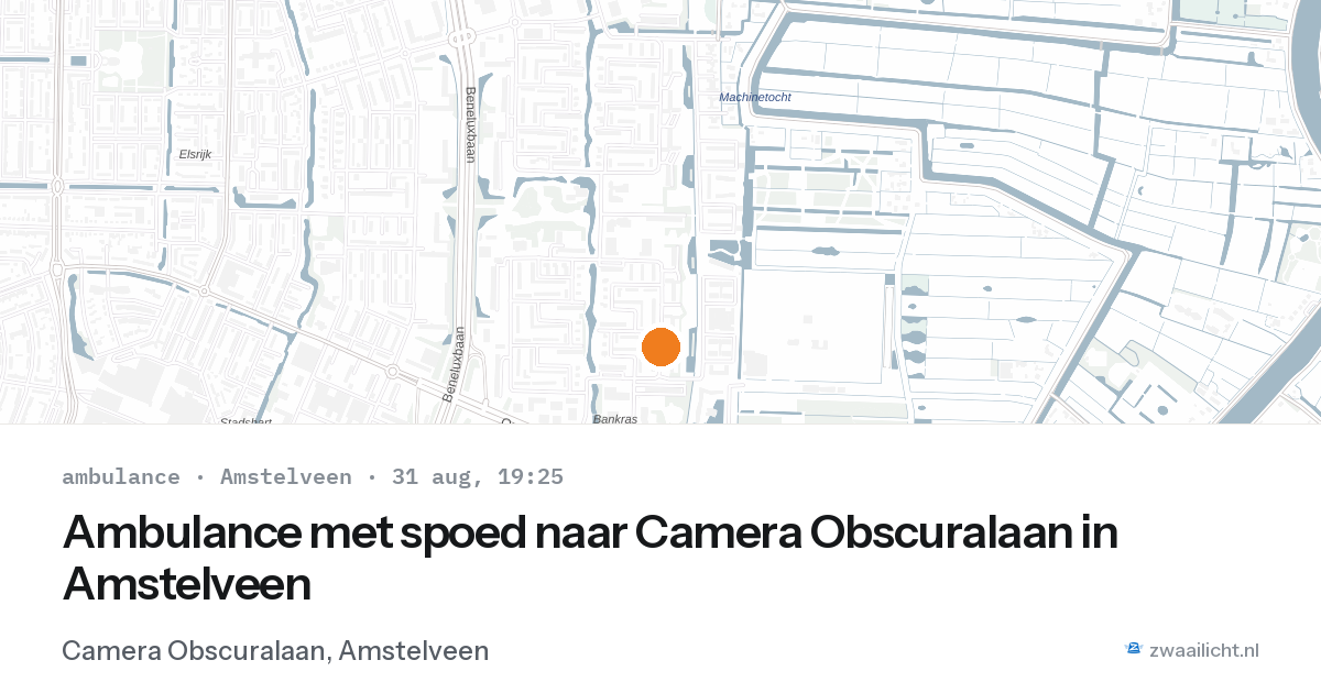 Ambulance met spoed naar Camera Obscuralaan in Amstelveen — 31 aug 2026