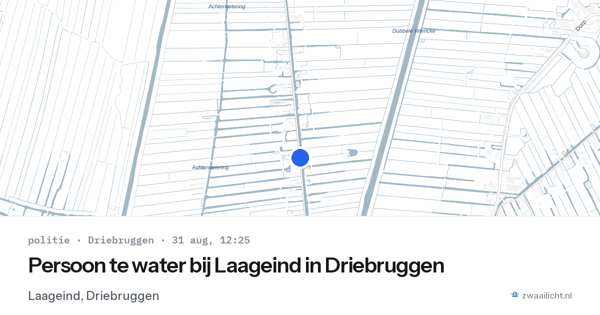 Persoon te water bij Laageind in Driebruggen — 31 aug 2026