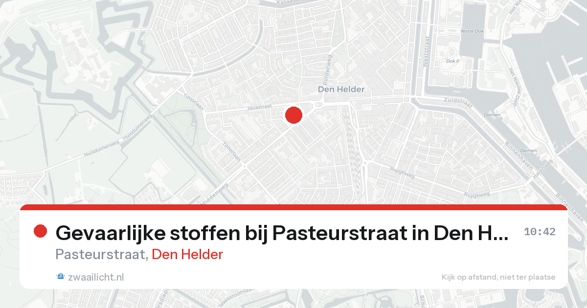 Gevaarlijke stoffen bij Pasteurstraat in Den Helder — 20 aug 2026