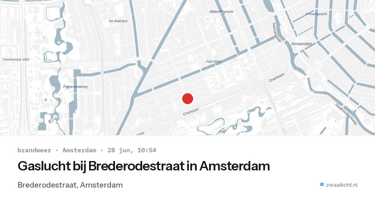 Gaslucht bij Brederodestraat in Amsterdam — 28 jun 2026