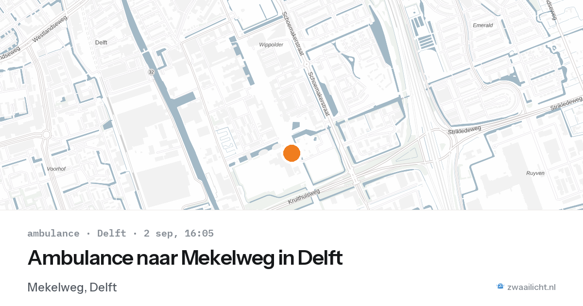 Ambulance naar Mekelweg in Delft — 2 sep 2026