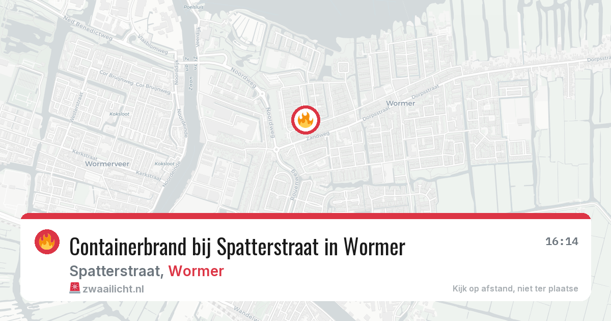 Containerbrand bij Spatterstraat in Wormer — 9 aug 2026