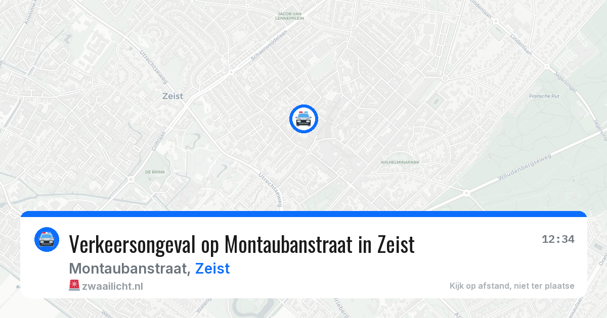 Verkeersongeval op Montaubanstraat in Zeist — 1 aug 2026