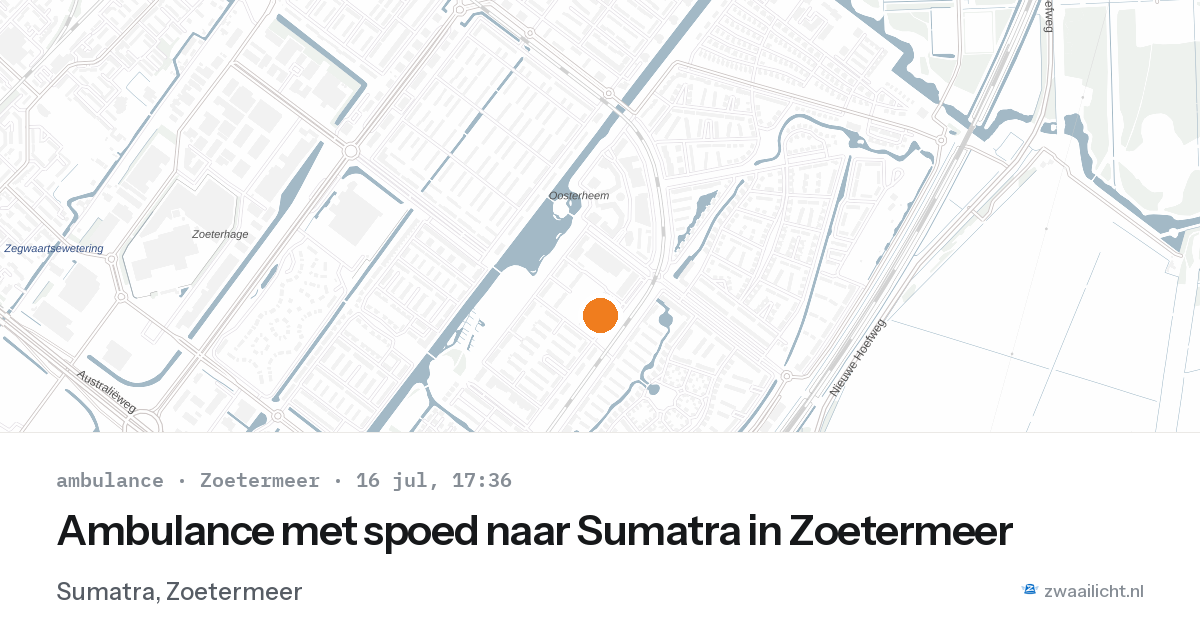 Ambulance met spoed naar Sumatra in Zoetermeer — 16 jul 2026