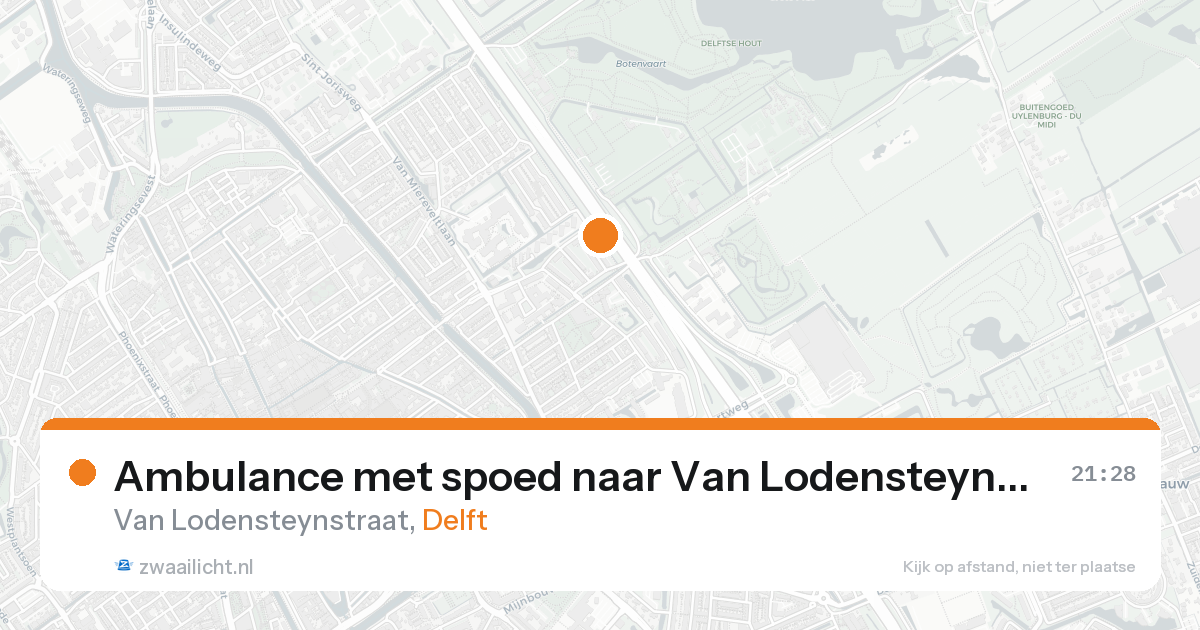 Ambulance met spoed naar Van Lodensteynstraat in Delft — 21 aug 2026