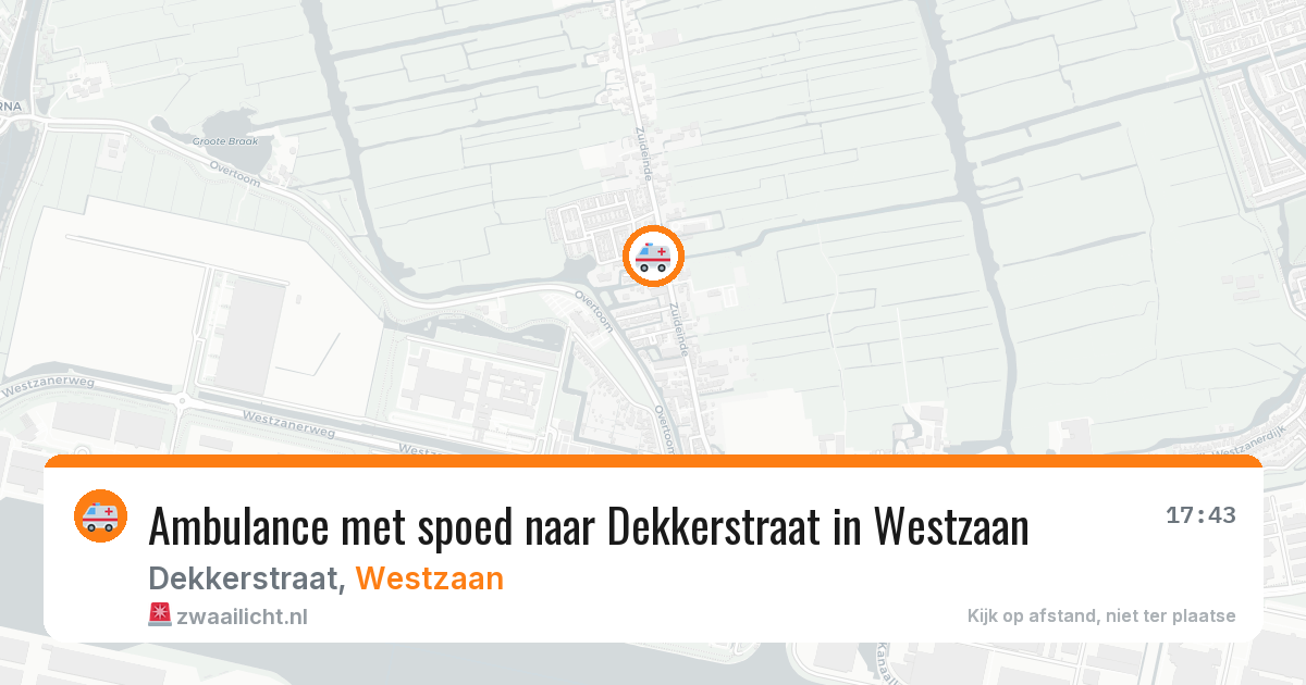 Ambulance met spoed naar Dekkerstraat in Westzaan — 6 jul 2026