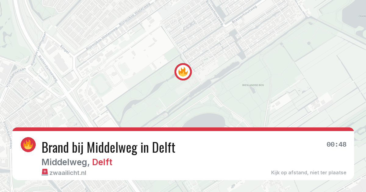 Brand bij Middelweg in Delft — 12 jun 2026