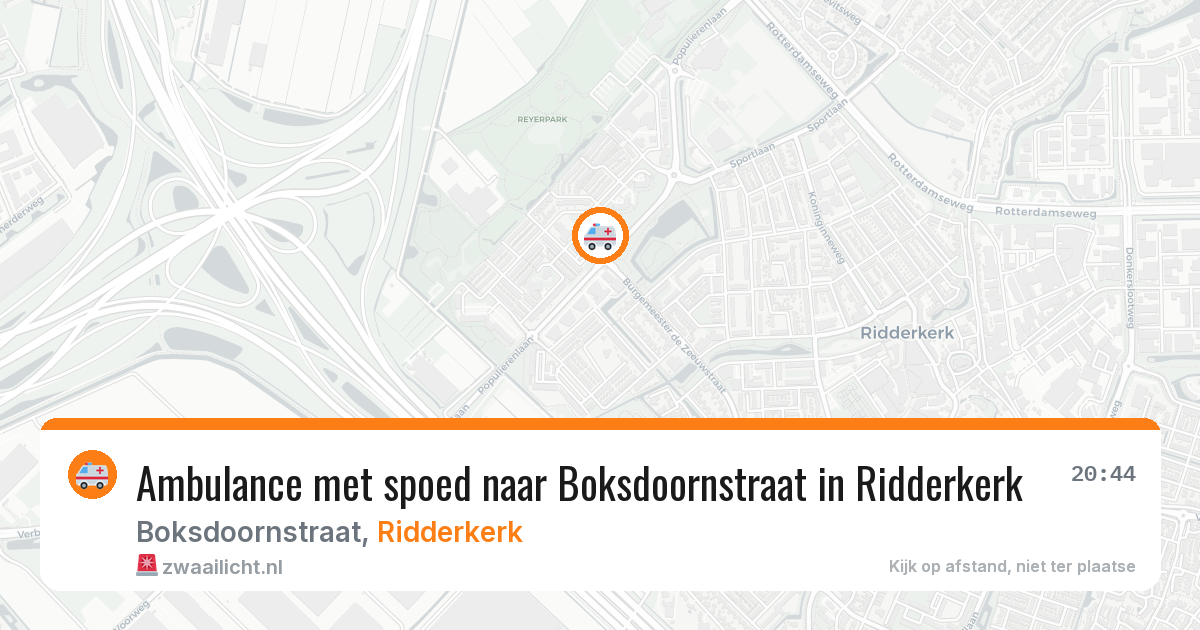 Ambulance met spoed naar Boksdoornstraat in Ridderkerk — 2 aug 2026
