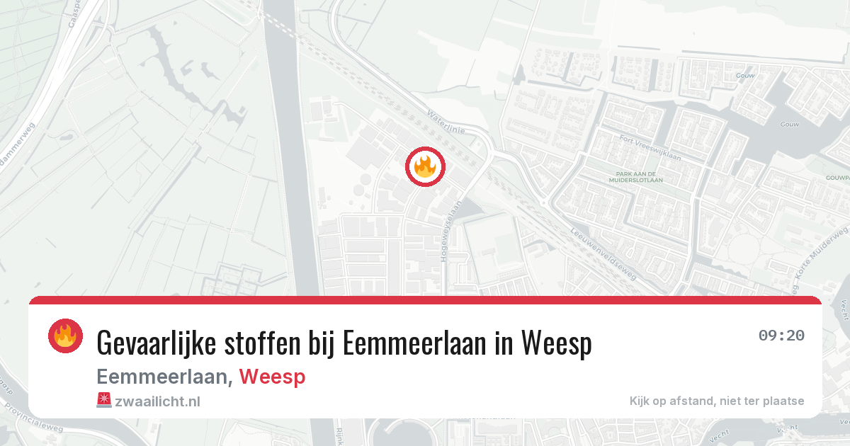 Gevaarlijke stoffen bij Eemmeerlaan in Weesp — 10 mrt 2026
