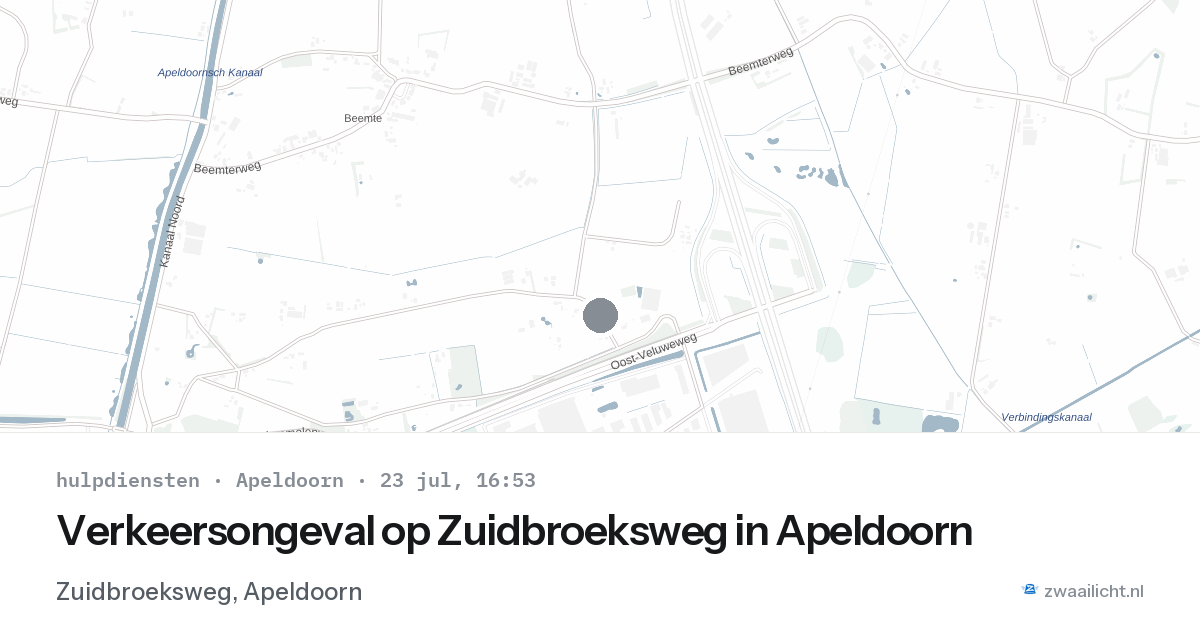 Verkeersongeval op Zuidbroeksweg in Apeldoorn — 23 jul 2026