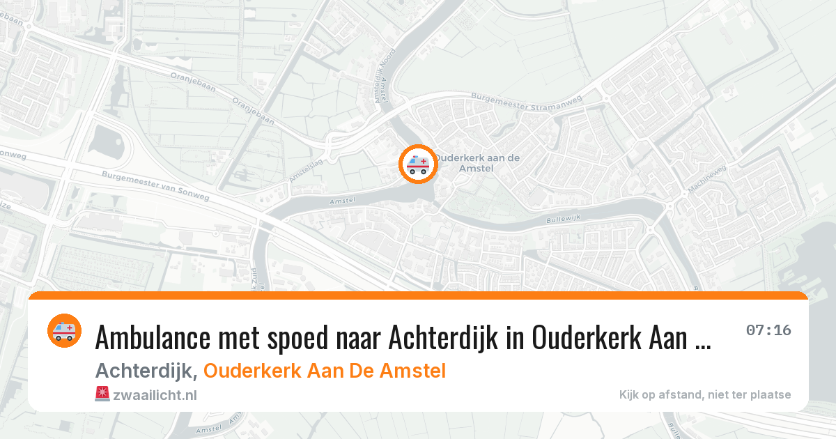 Ambulance met spoed naar Achterdijk in Ouderkerk Aan De Amstel — 28 jun 2026