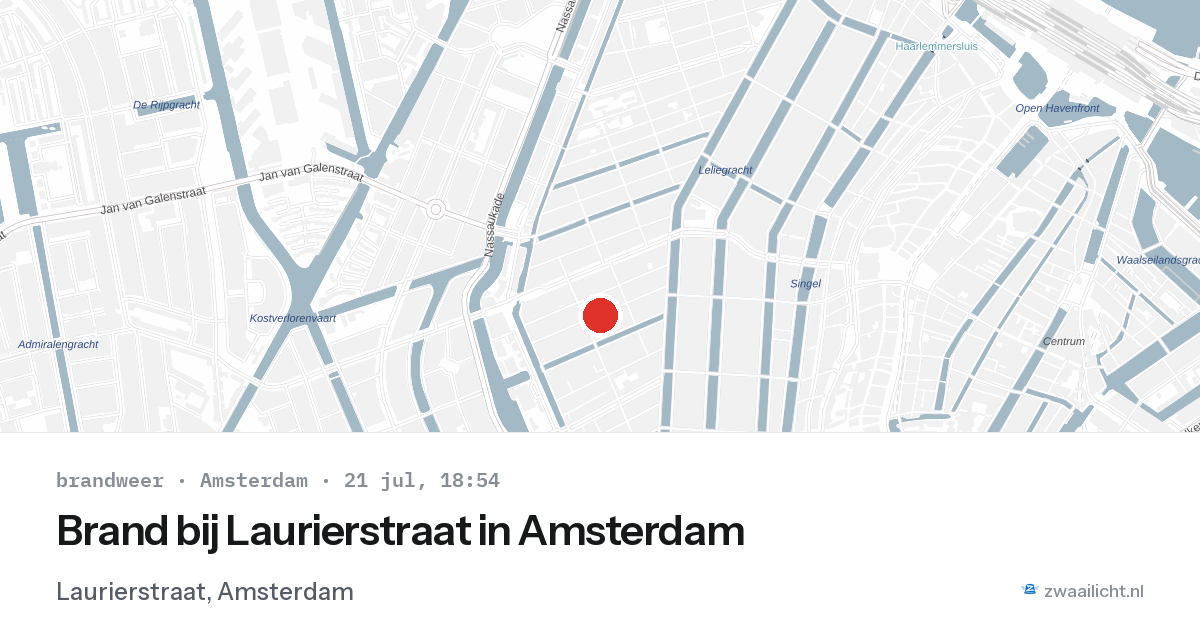 Brand bij Laurierstraat in Amsterdam — 21 jul 2026