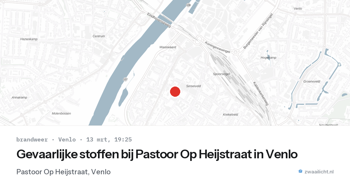 Gevaarlijke stoffen bij Pastoor Op Heijstraat in Venlo — 13 mrt 2026