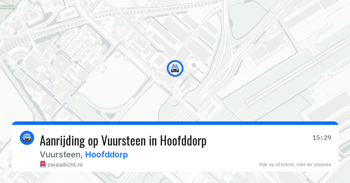 Aanrijding op Vuursteen in Hoofddorp — 9 aug 2026