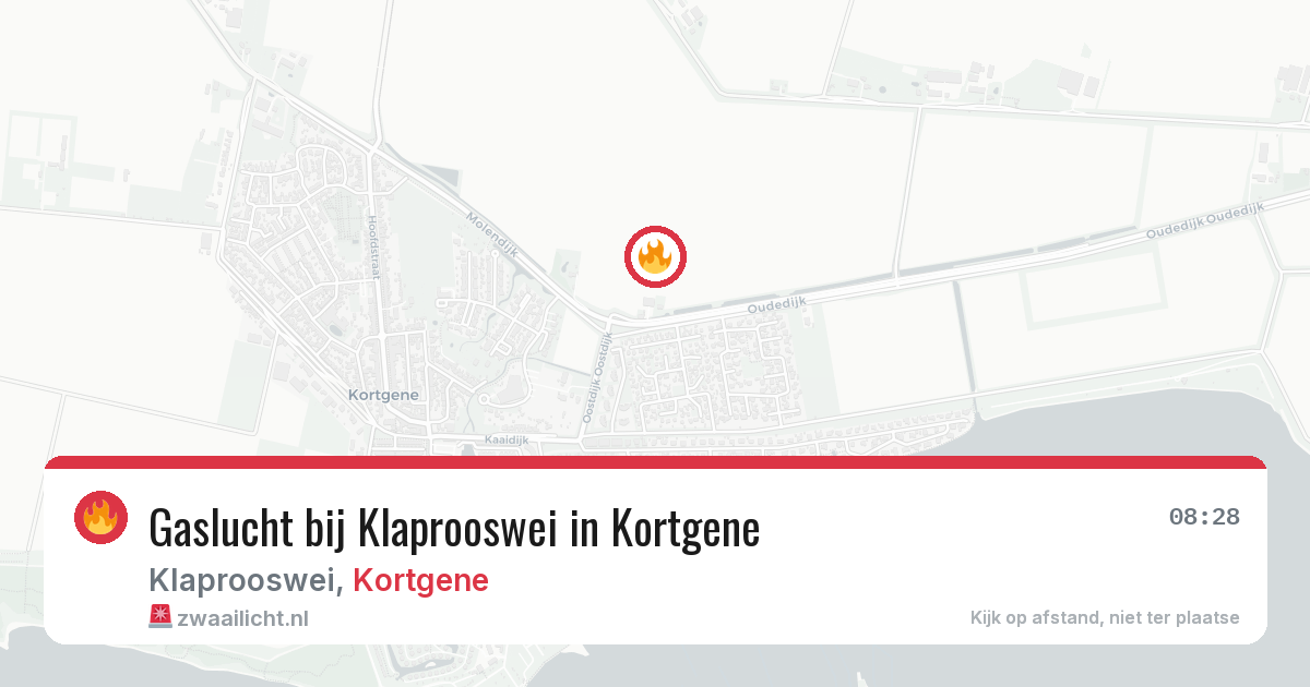 Gaslucht bij Klaprooswei in Kortgene — 13 feb 2026