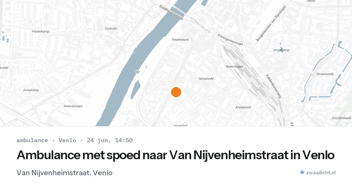Ambulance met spoed naar Van Nijvenheimstraat in Venlo — 24 jun 2026
