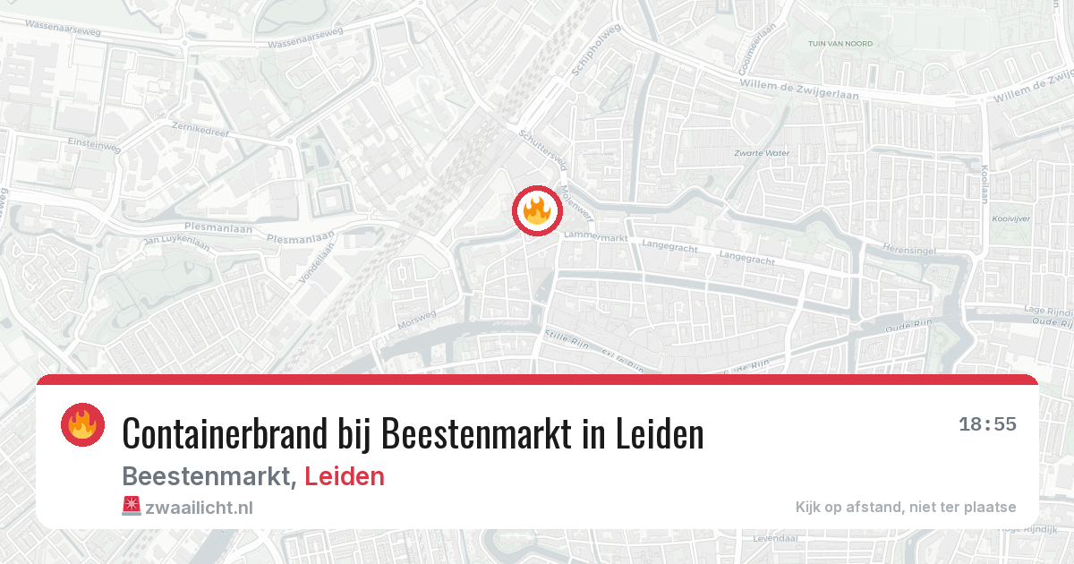 Containerbrand bij Beestenmarkt in Leiden — 9 mei 2026